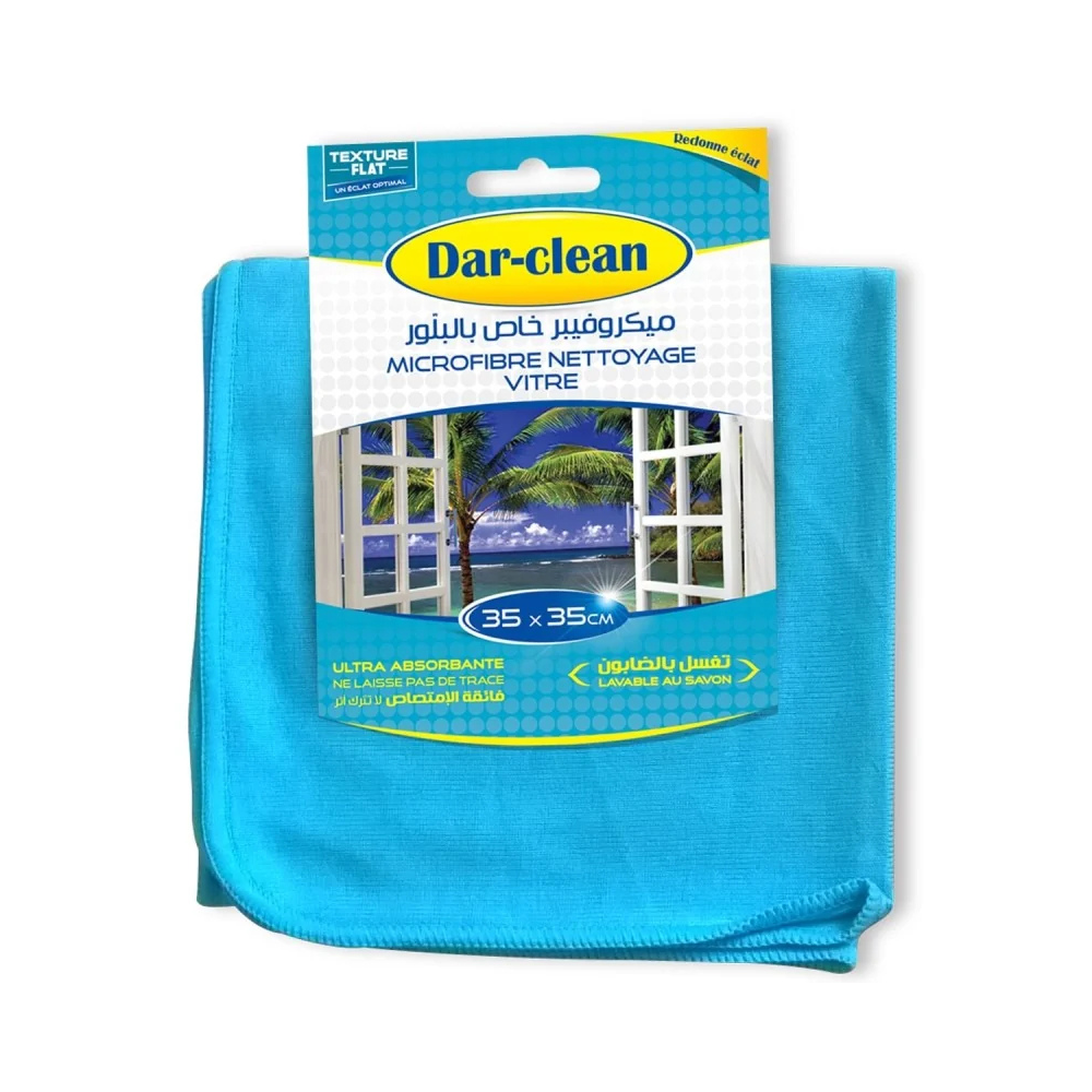 Microfibre Nettoyage Vitre Dar-Clean 35x35 Bleu
