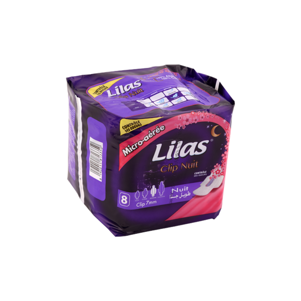 Lilas Serviette Hygiénique  Pocket Nuit Parfumé  8pcs 7mm